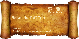 Rohr Madléna névjegykártya